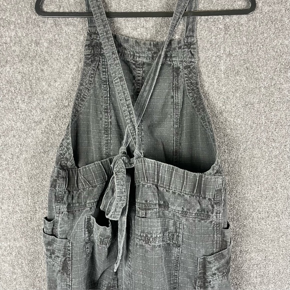 Free People Women’s Savannah Overalls Jumpsuit Wide Leg Flare Black Textured M - Picture 8 of 15